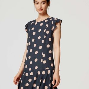 NWT Loft Teal Polka Dot Petite Dress